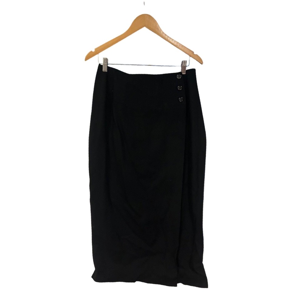 Vtg louben long wool skirt 100% virgin made in Canada long‎ 3 button skirt sz 12